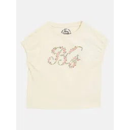 Blue Giraffe Kids-Girls Typography Printed Round Neck Cotton T-shirt-picture-19