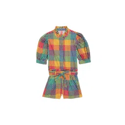 Blue Giraffe Kids Multicolor Checks Jumpsuit-picture-16