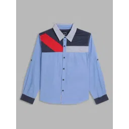 Blue Giraffe Kids Multicolor Cotton Color Block Shirt-picture-29