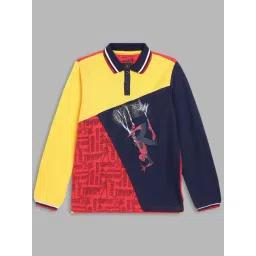 Blue Giraffe Kids Multicolor Cotton Printed Full Sleeves Spiderman Polo T-Shirt-picture-27