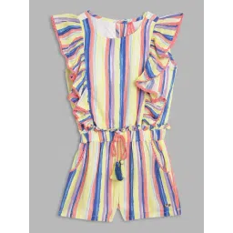 Blue Giraffe Kids Multicolor Cotton Striped Jumpsuit-picture-32