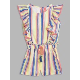Blue Giraffe Kids Multicolor Cotton Striped Jumpsuit image 1