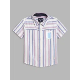 Blue Giraffe Kids Multicolor Cotton Striped Shirt-picture-16