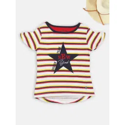 Blue Giraffe Kids Multicolor Cotton Striped T-Shirt-picture-19