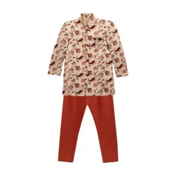 Blue Giraffe Kids Multicolor Printed Sherwani Set-picture-21