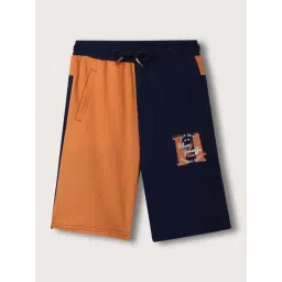 Blue Giraffe Kids Navy & Yellow Cotton Color Block Shorts-picture-20