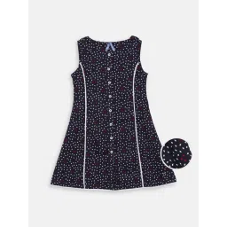 Blue Giraffe Kids Navy Cotton Printed Dress-picture-18