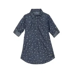 Blue Giraffe Kids Navy Cotton Printed Dress-picture-20