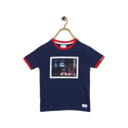 Blue Giraffe Kids Navy Cotton Printed T-Shirt-picture-26