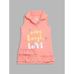 Blue Giraffe Kids Peach Cotton Printed Dress-picture-27
