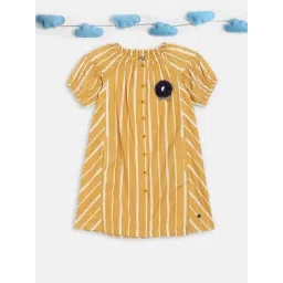 Blue Giraffe Kids Yellow Cotton Striped Dress-picture-42