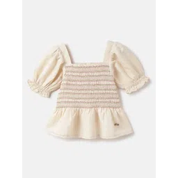 Blue Giraffe Puff Sleeve Cotton Top-picture-39