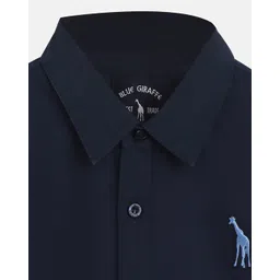 blue giraffe Solid Regular Fit Shirt image 3