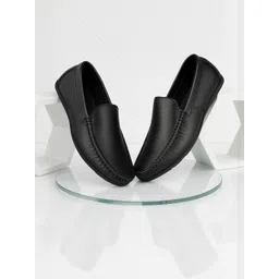 Blue Horse Men Black Leather Comfort Insole Loafers-picture-30