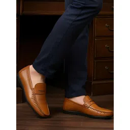 Blue Horse Men Brown Solid Synthetic Leather With Rubber Sole Loafers-picture-7