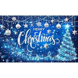 Blue Merry Christmas Backdrop Glitter Bokeh Sparkle Snowflake Photography Background Xmas Party Decoration Photo Banner Booth Tapestry Size 5Feet Height & 8Feet Width(5 * 8)-picture-26