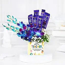 Blue Orchid N Chocolate Vase Gift for Teachers-picture-10