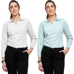 blue ronin Women Regular Fit Solid Curved Collar Formal Shirt-picture-39