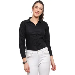 blue ronin Women Regular Fit Solid Curved Collar Formal Shirt-picture-13