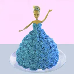 Blue Rose Dress Barbie Cake (2 Kg)-picture-35