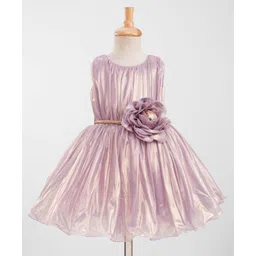 Bluebell Satin Woven Sleeveless Frock With Floral Applique - Plum-picture-24