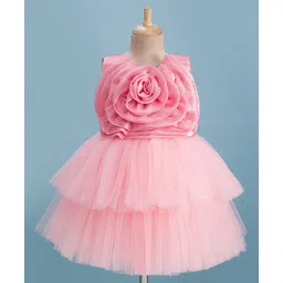 Bluebell Satin Woven Sleeveless Party Dress with Floral Applique - Pink-picture-20