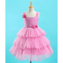 Bluebell Sleeveless Party Dress with Embroidery Design & Floral Corsage - Pink-picture-24