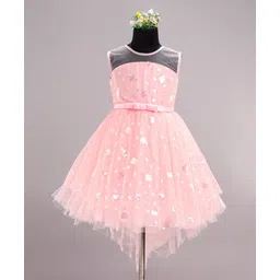 Bluebell Sleeveless Party Frock with Sequin Hearts & Bow - Pink-picture-23