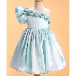 Bluebell T-issue Woven Sleeveless Party Dress with Floral Applique - Light Blue-picture-16