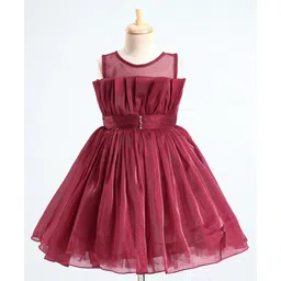Bluebell Tissue Sleeveless Party Dress - Maroon-picture-17
