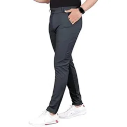 bluecorp enterprise Men's Classic Grey Formal Trousers, Slim Fit Design with Belt Loops and Pockets-picture-28