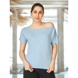 BLUEFICUS Asymmetric Neck Cotton Top-picture-30