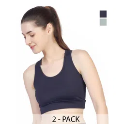 BLUEFICUS Pack of 2 Non Padded Sports Workout Bra - Full Coverage-picture-10