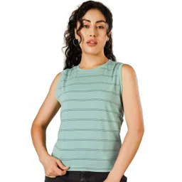 BLUEFICUS Women Horizontal Stripes Striped Sleeveless Cotton Regular Top-picture-33