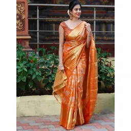 BlueRang Floral Woven Design Zari Banarasi Saree-picture-29