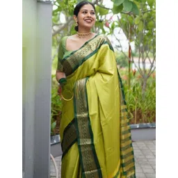 BlueRang Woven Design Zari Banarasi Saree With An Unstitched Blouse-picture-13