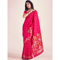 BlueRang Woven Design Zari Silk Blend Banarasi Saree-picture-31