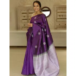 BlueRang Woven Design Zari Silk Blend Banarasi Saree With Blouse-picture-36