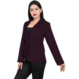bluewears Women Self Design Single Breasted Casual, Formal, Party, Festive & Wedding Blazer-picture-37