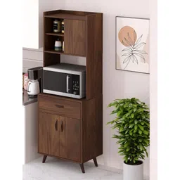 bluewud Brown & White Serrenh Multipurpose Storage Kitchen Cabinet With Microwave Space-picture-15