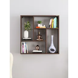 bluewud Javis Brown Wooden Basic Wall Shelf image 3