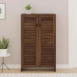 BLUEWUD Wimzoe Engineered Wood Single Tone 2 Doors Shoe Rack Cabinet Slipper Footwear Stand Organizer with Closed Shelves can Store Up to 16 Pairs for Home (Brown Maple. Upto UK 9)-picture-12