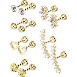 blulu 6 Pairs Stainless Steel Tragus Cartilage Earrings Labret Studs Barbell Lip Nose Body Stud Piercing for Men Women Ornament-picture-48