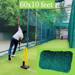 blumax Cricket Practice Net – 60 × 10 ft (Green) – Heavy Duty Nylon Cricket Net-picture-30