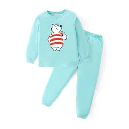 BLUSHES Kids Dancing Rabbit Printed Round Neck Pure Cotton Night Suits-picture-13
