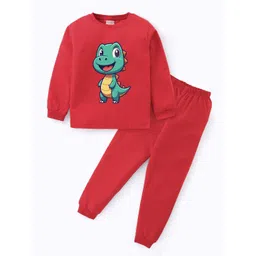 BLUSHES Kids Dinosaur Printed Pure Cotton Full Sleeves Top With Joggers Night Suit-picture-30