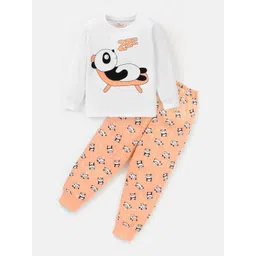BLUSHES Kids Printed Cotton T-Shirt With Joggers Night Suit-picture-29
