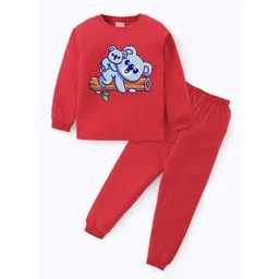 BLUSHES Kids Printed Round Neck Long Sleeves Pure Cotton Night Suit-picture-38