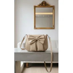 blvck threadz White Women Sling Bag Cream Bow Sling Bag for Women-picture-12