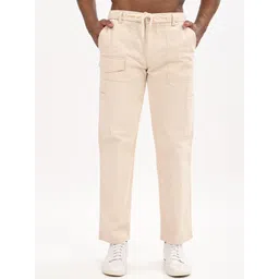 BLVNK Men Relaxed Fit Mid-Rise Cotton Cargo Trousers-image-10